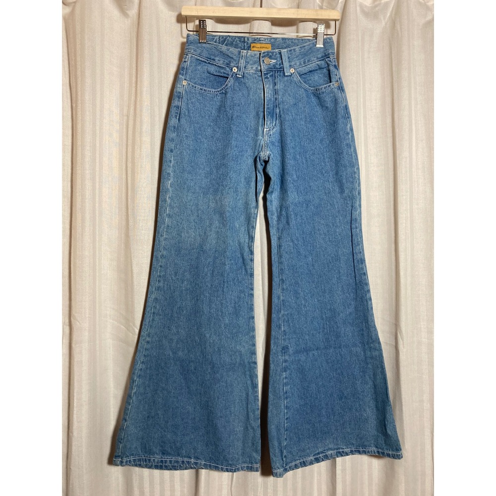 Vintage Blue Asphalt Wide Leg Jeans Medium Wash High Rise Flare Denim Size 1 USA